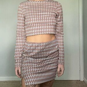 Long Sleeve Mini Skirt Set 💙💕🤎🤍